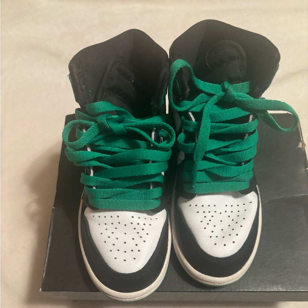 Jordan Kids Black, Green, and White Sneakers
